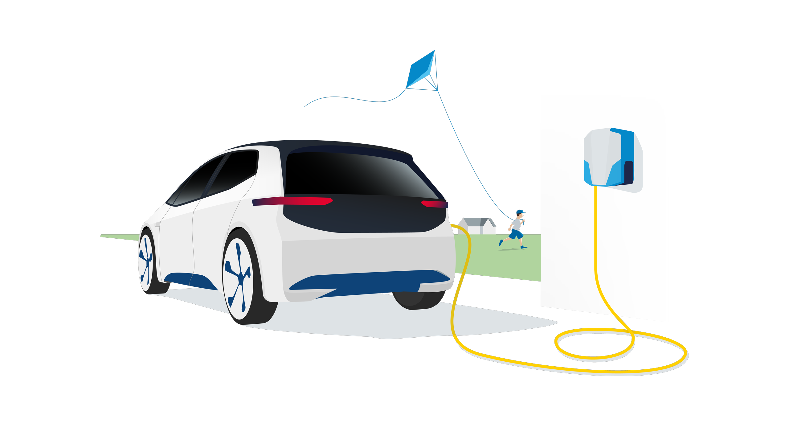 Elektrofahrzeug, das zuhause an einer Wallbox geladen wird