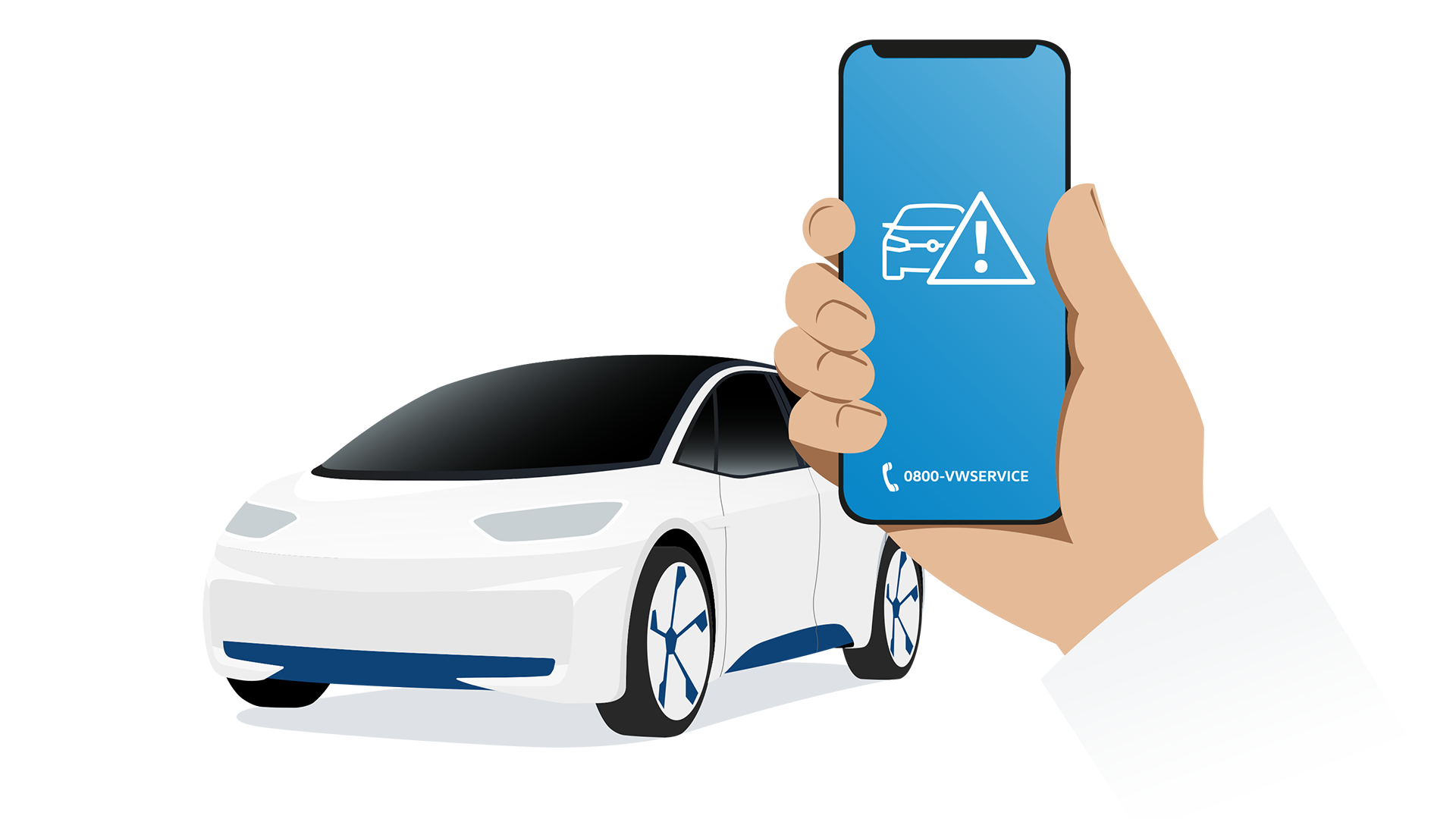Illustration eines Smartphone, welches das Logo der Pannenhilfe zeigt, die gerade angerufen wird