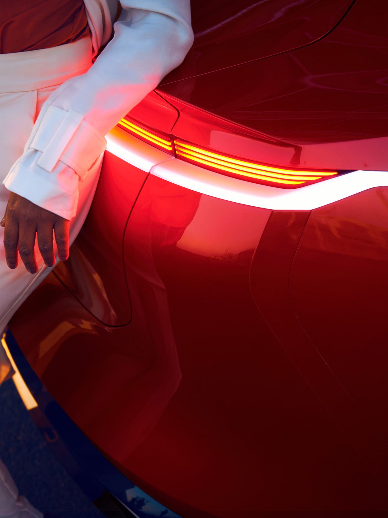 Detailaufnahme der LED-Rückleuchten des ID. Vizzion