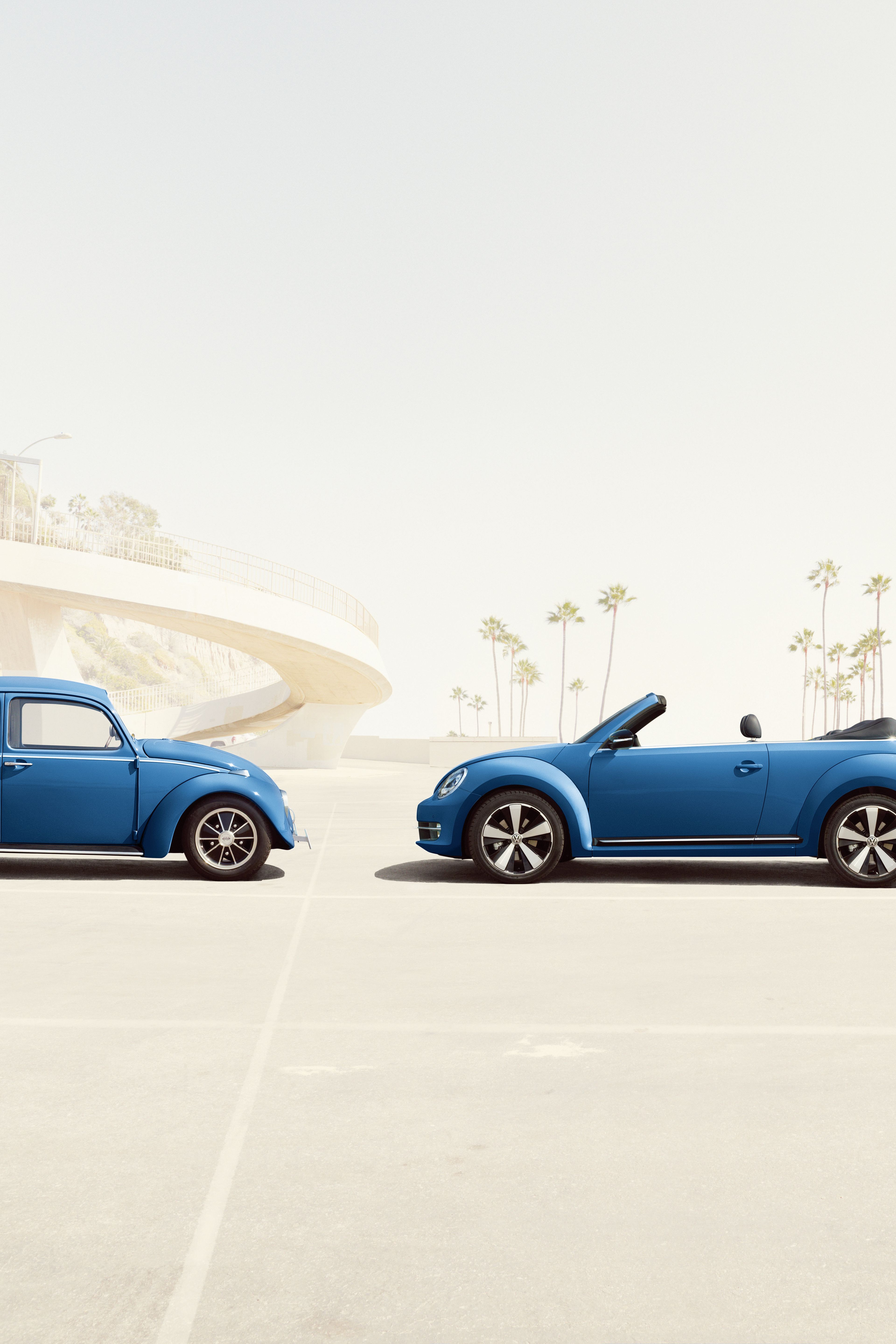 vw käfer beetle cabrio blau palmen